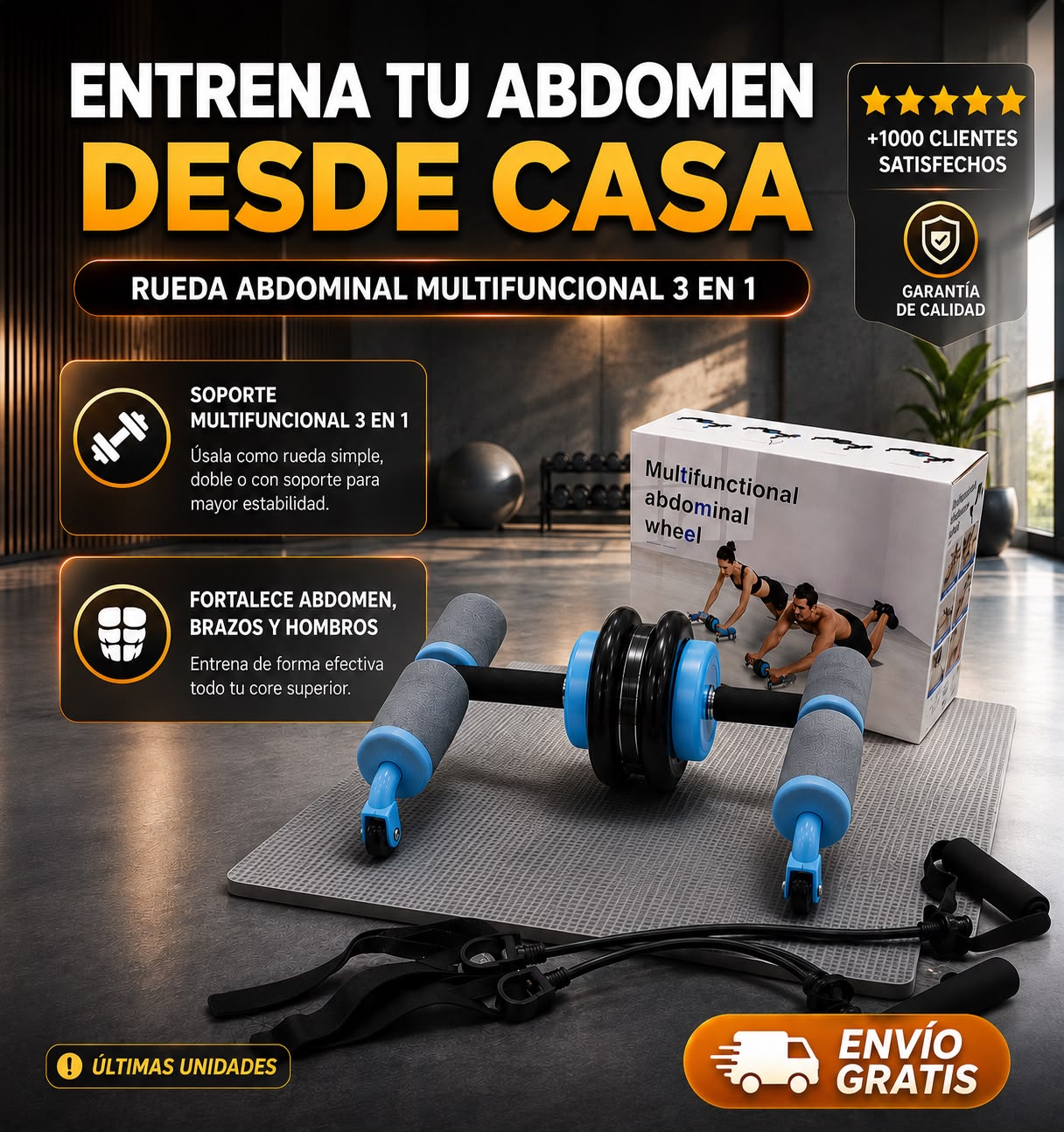 Rueda Abdominal Multifuncional 3 En 1